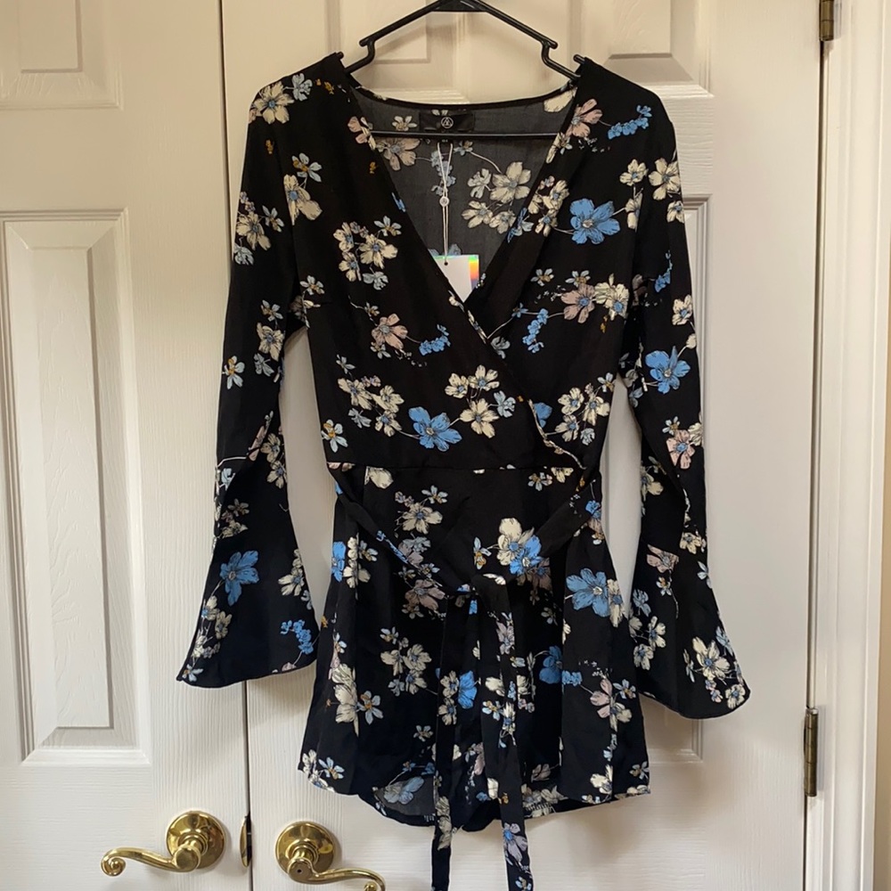 Floral long sleeve romper